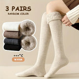 3 Pairs Thickened Fleece-Lined Knee-High Socks