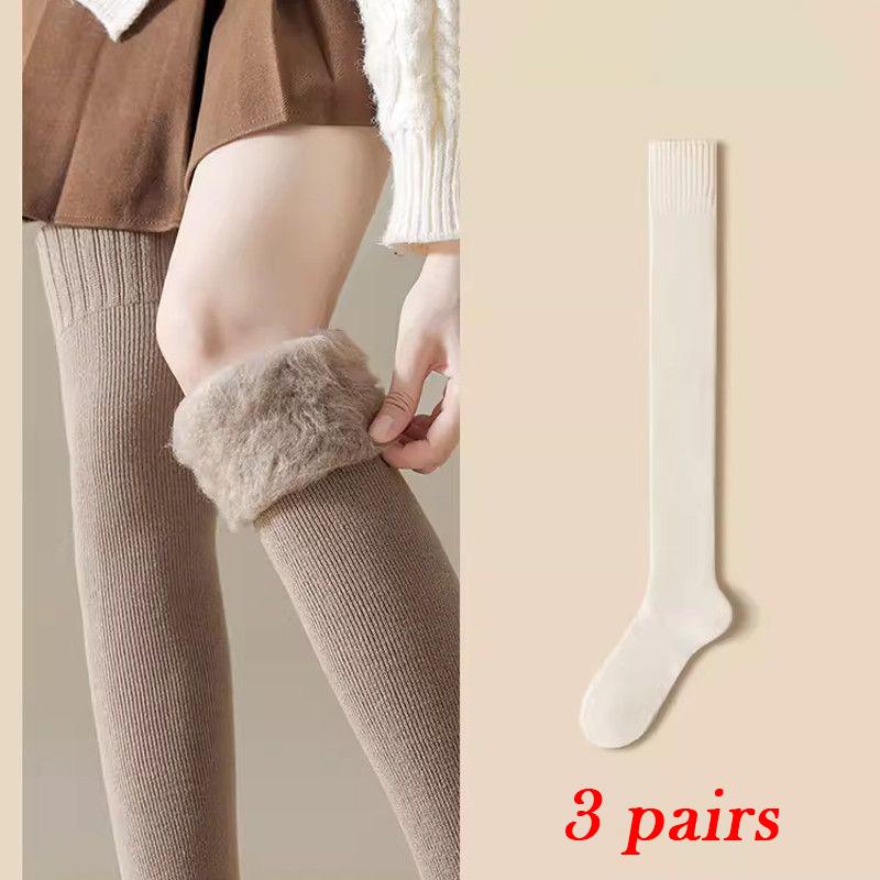 3 Pairs Thickened Fleece-Lined Knee-High Socks