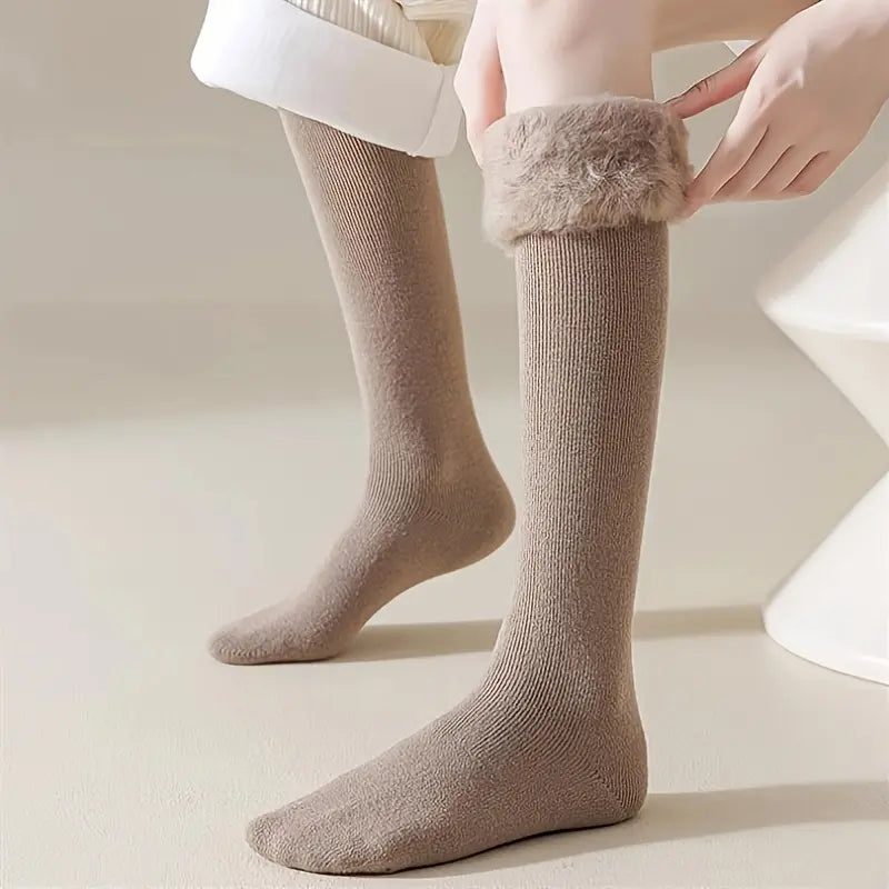 3 Pairs Thickened Fleece-Lined Knee-High Socks
