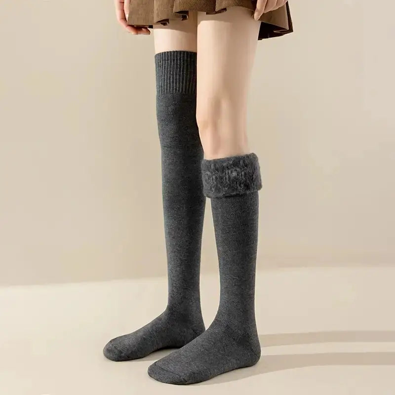 3 Pairs Thickened Fleece-Lined Knee-High Socks